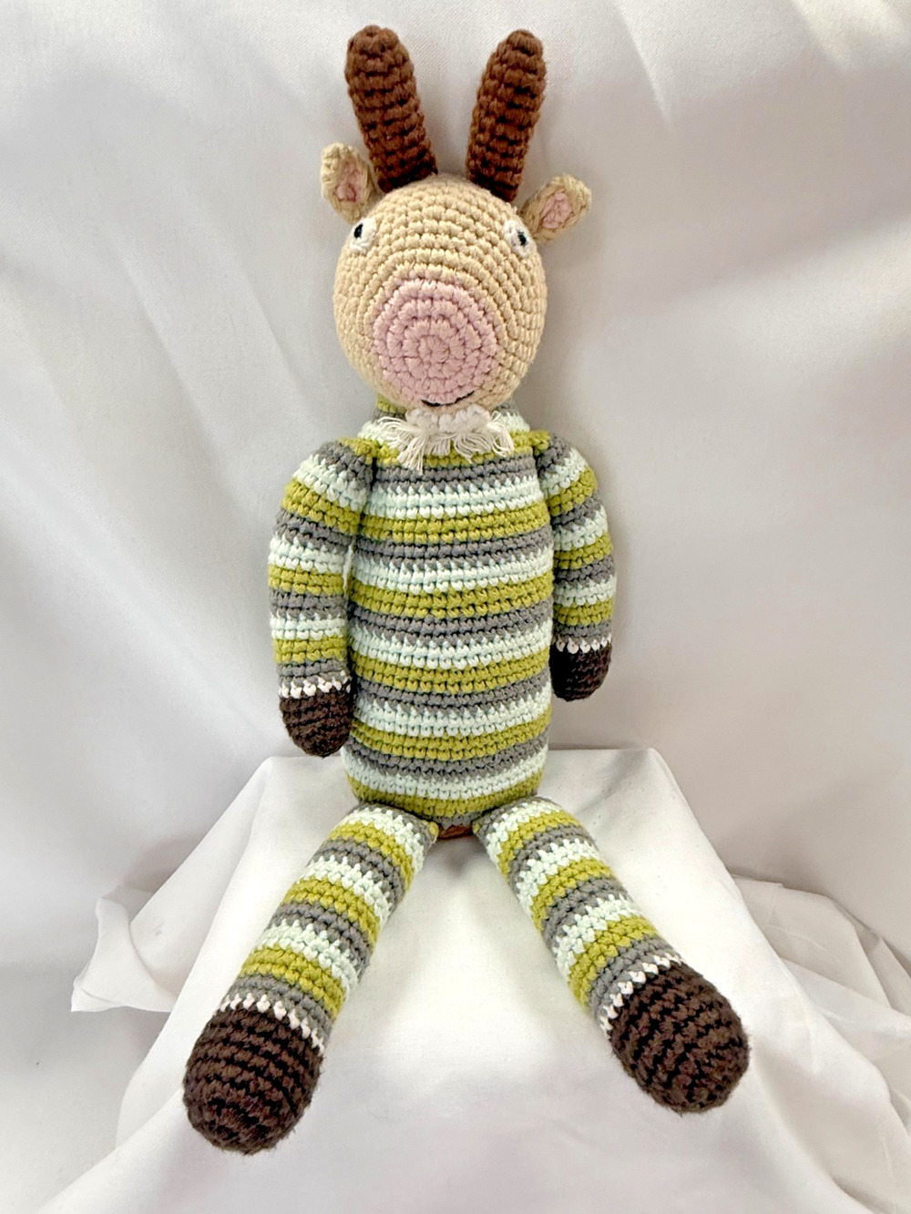 Pebble Crochet Goat Plush Handmade Cotton Baby Toy Stuffed Animal Knit